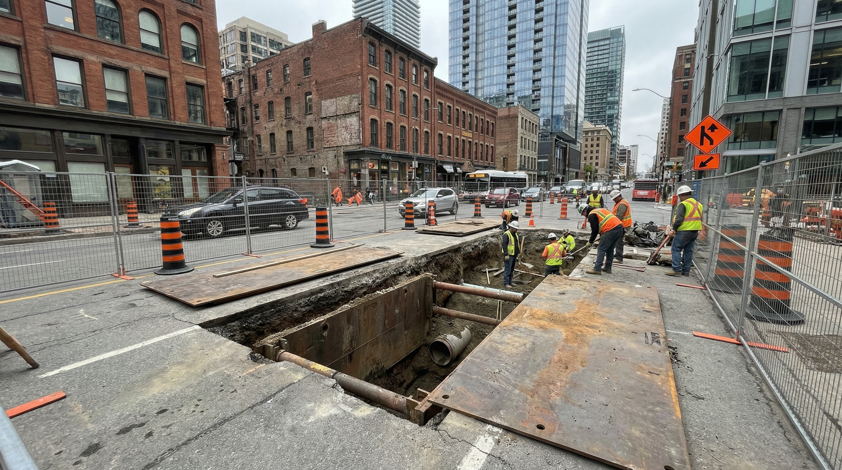 Urban sewer connection